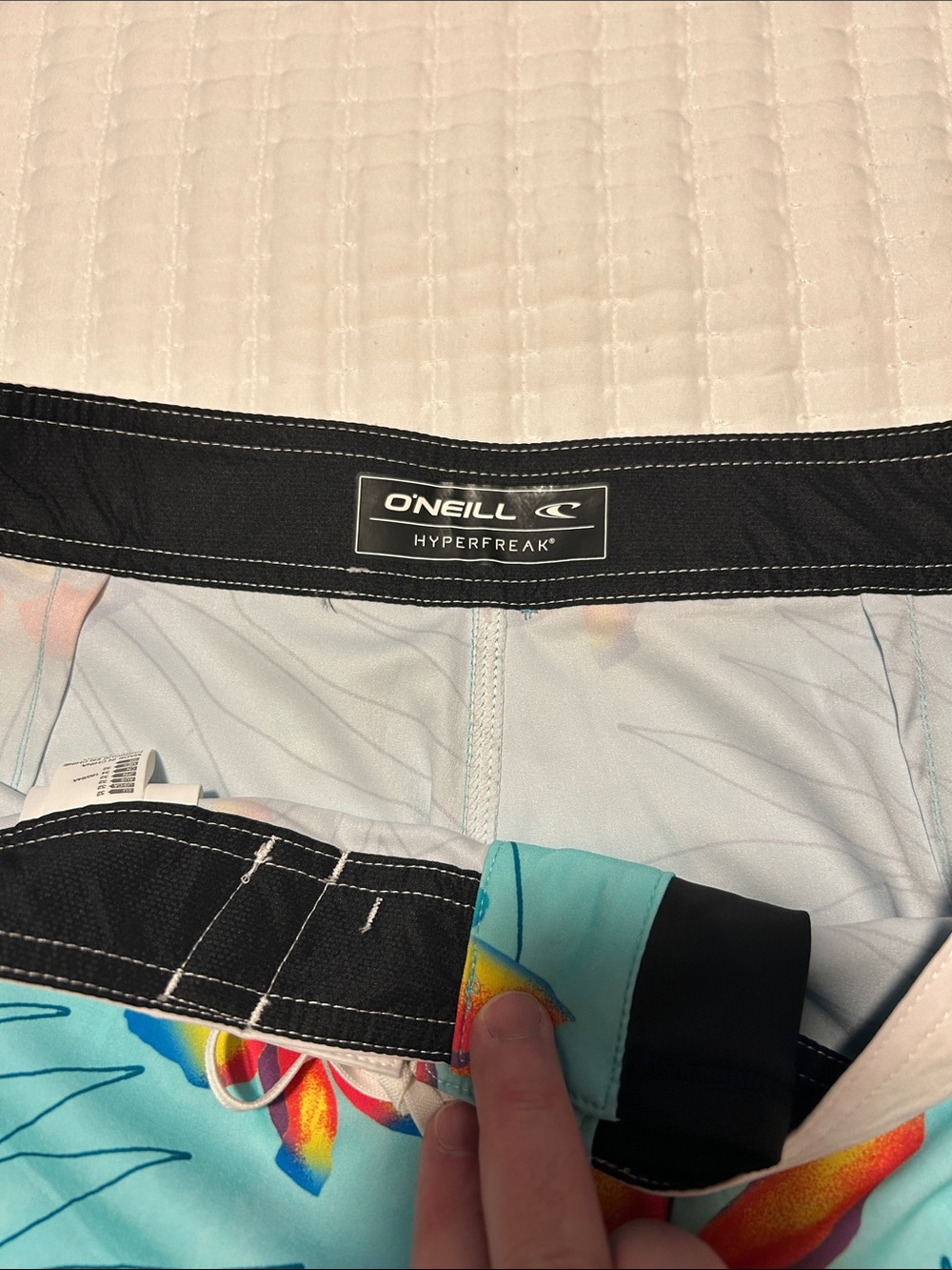 O'Neill Turquoise Floral Board Shorts with Orange Accents 32” waist - Picture 3 of 9